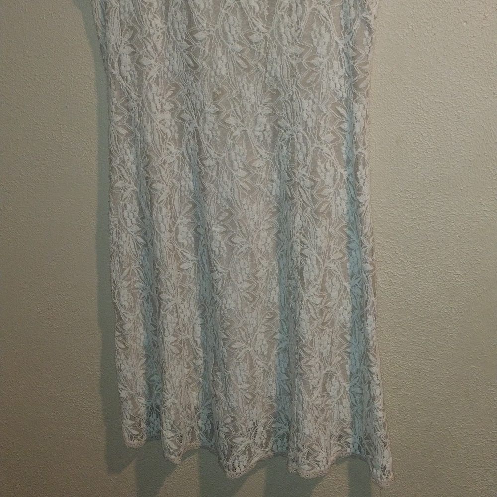 Cream Lace Embroidered Midi Sundance Dress L - Picture 3 of 6